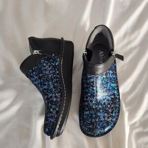 Alegria ankle Boots womens size 36 5.5 blue burst leather double zip
